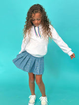 Denim Sparkle Pleated Short Skirt