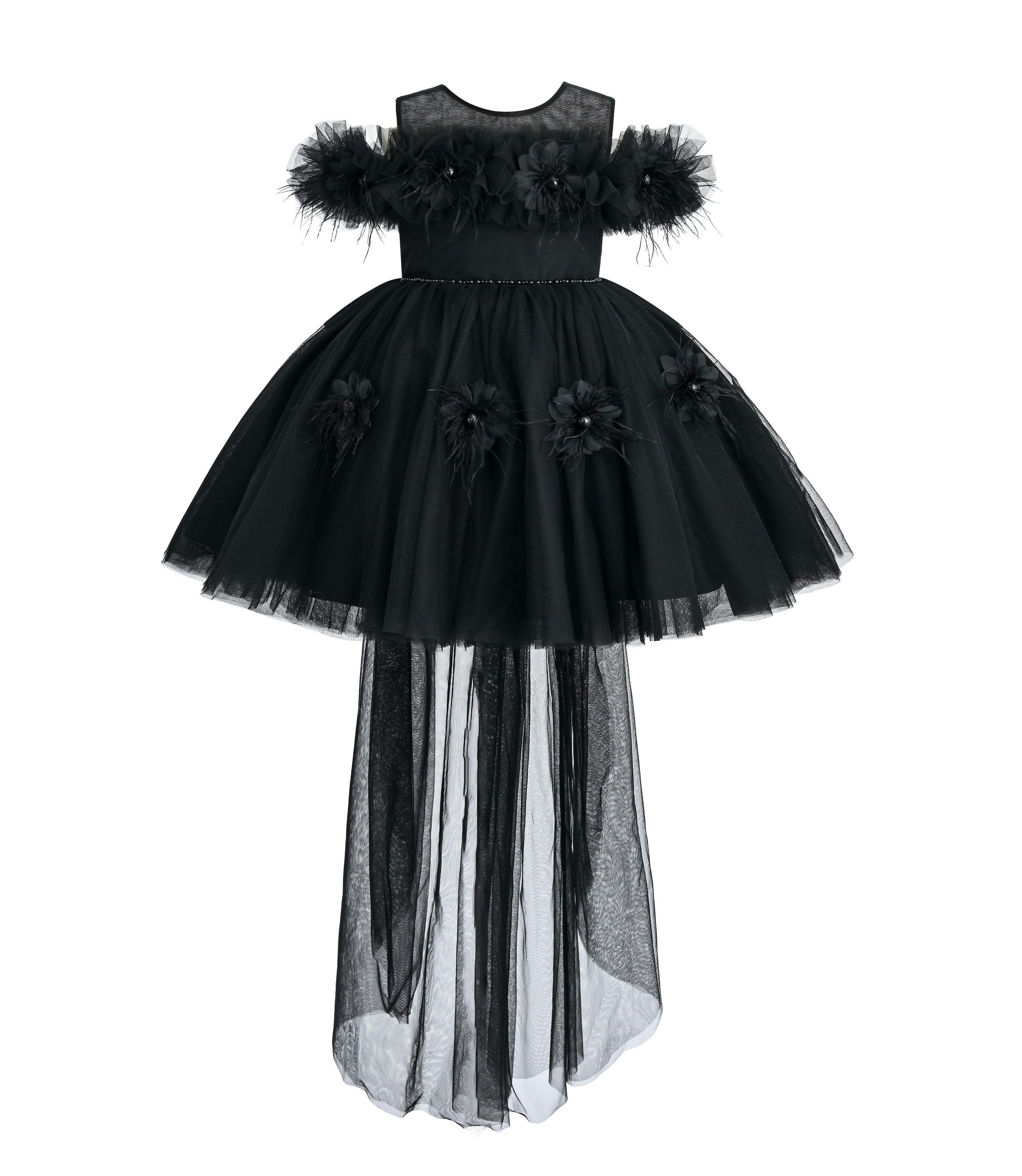 Black Feather Bow Dress