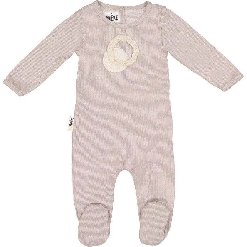 Shadow Shape Long Sleeve Footie, Cream