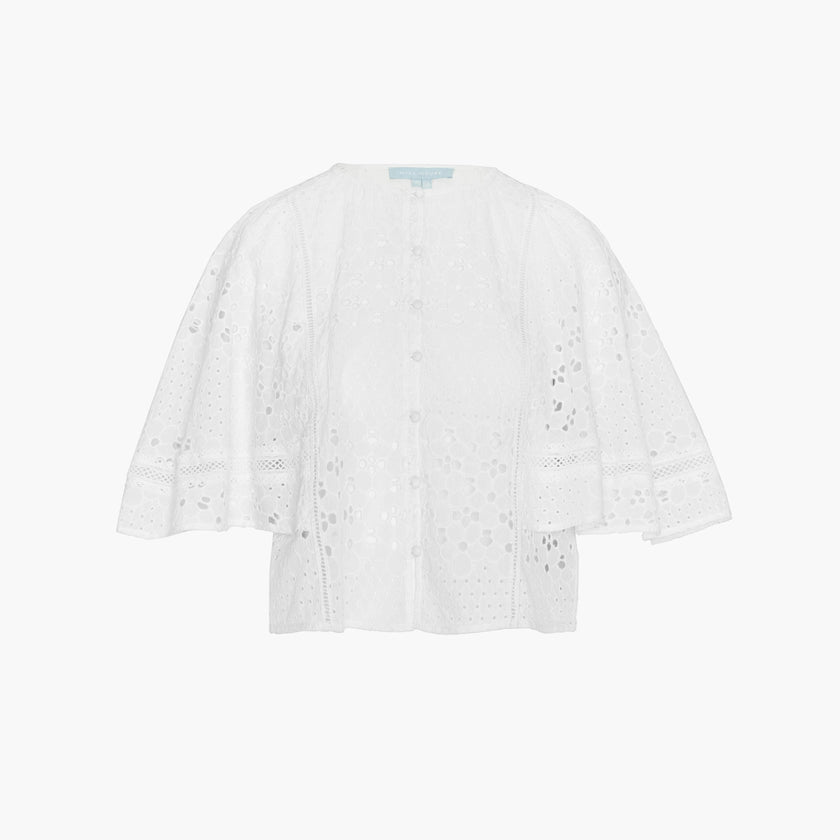 The Meadow Top - White Floral Broderie