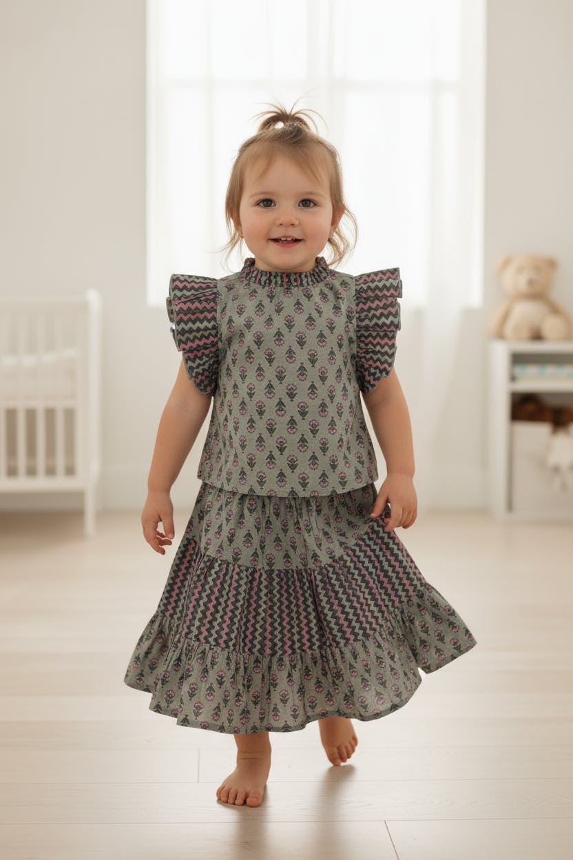 Tittli Top and Skirt Set Mocha Cement