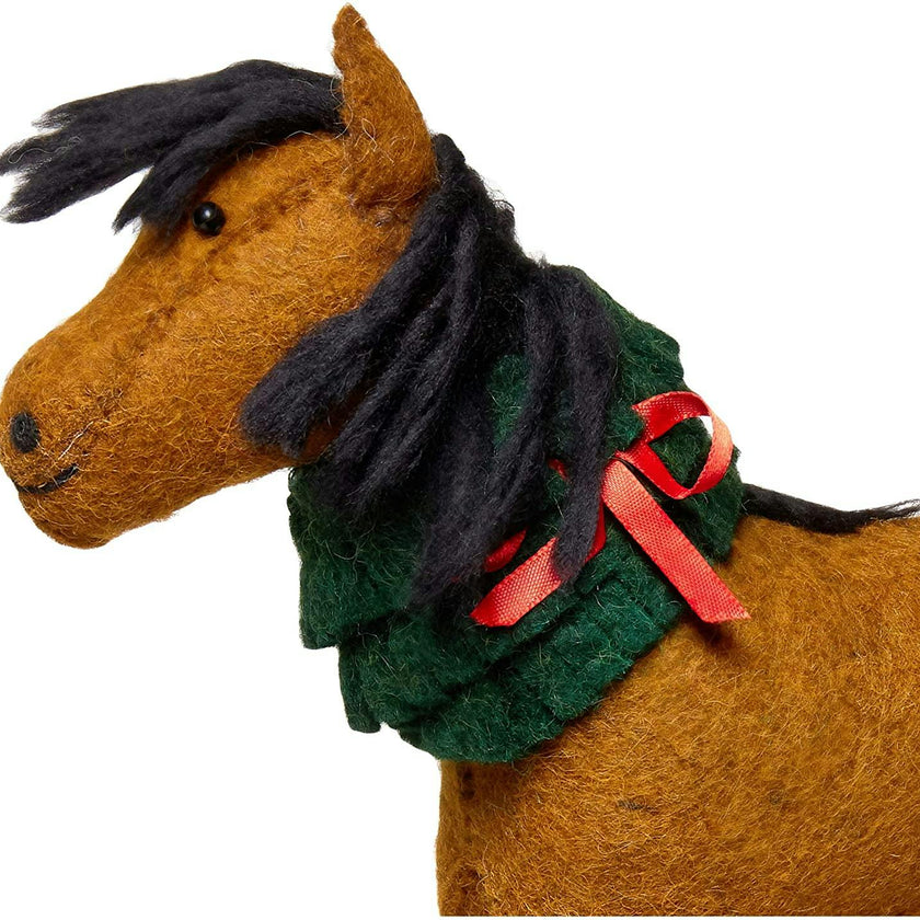 Hand Felted Wool Horse Wreath Christmas Tree Topper Arcadia Home
