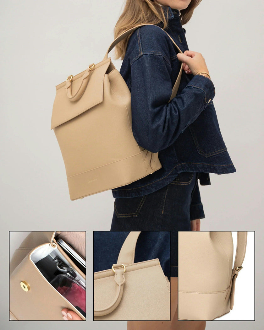 Chic, Stylish Padded Laptop Sleeve Backpack, Cream