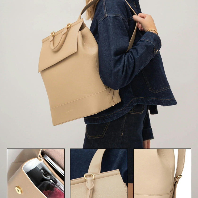Chic, Stylish Padded Laptop Sleeve Backpack, Cream