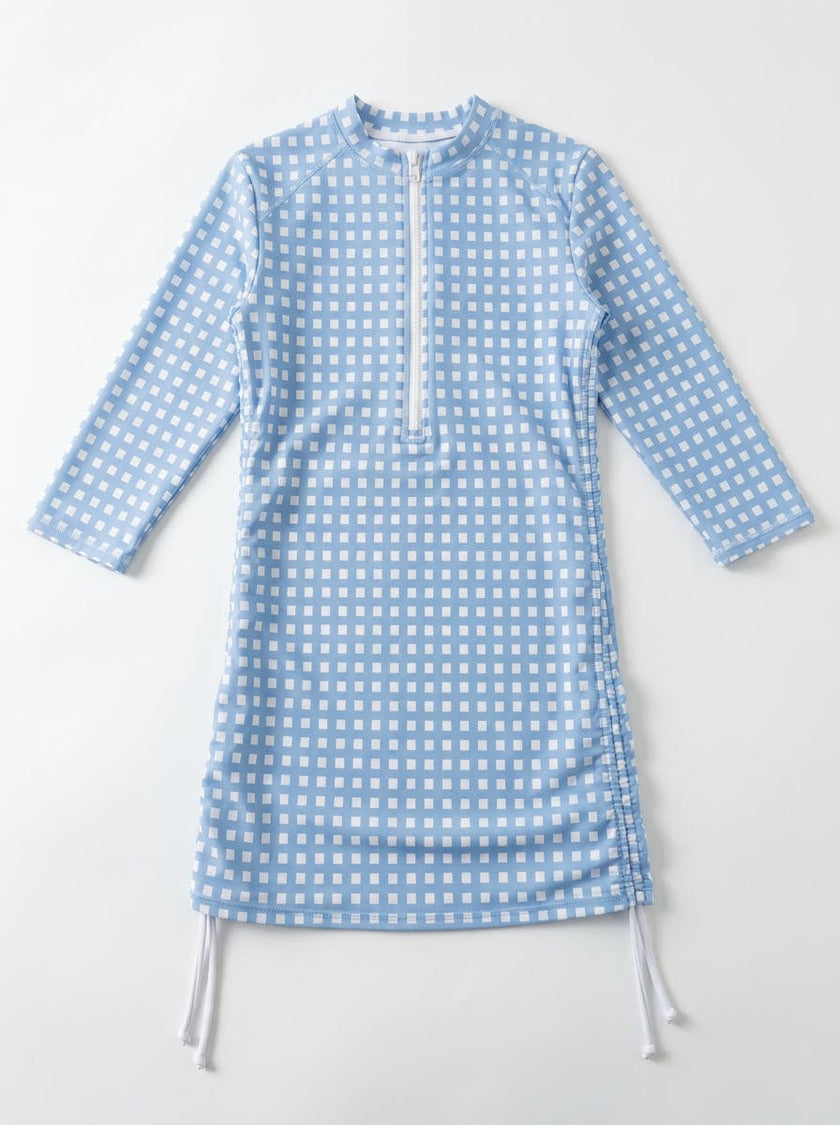 Girls Bluechecked Swimdress