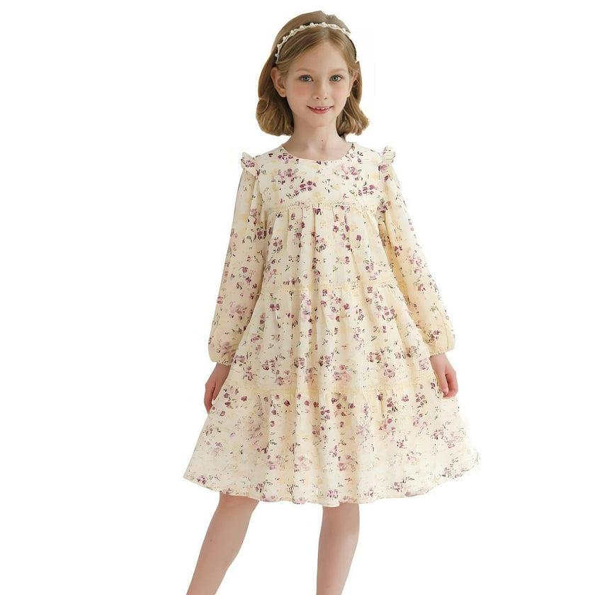 Ivory Floral Ruffle Dress