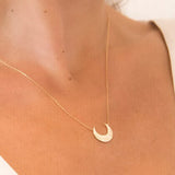 Personalized Moon Necklace, 14k Gold Plated