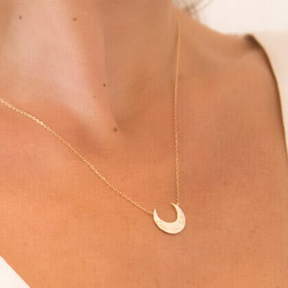 Personalized Moon Necklace, 14k Gold Plated