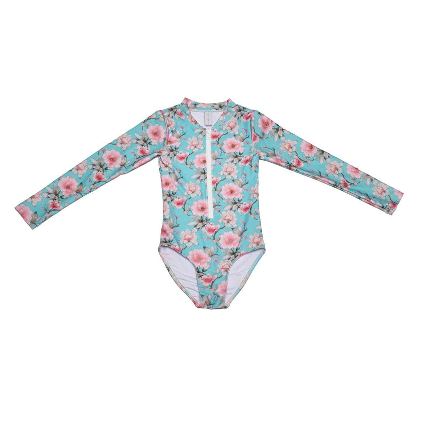 Long Sleeve Zip One Piece Swimsuit