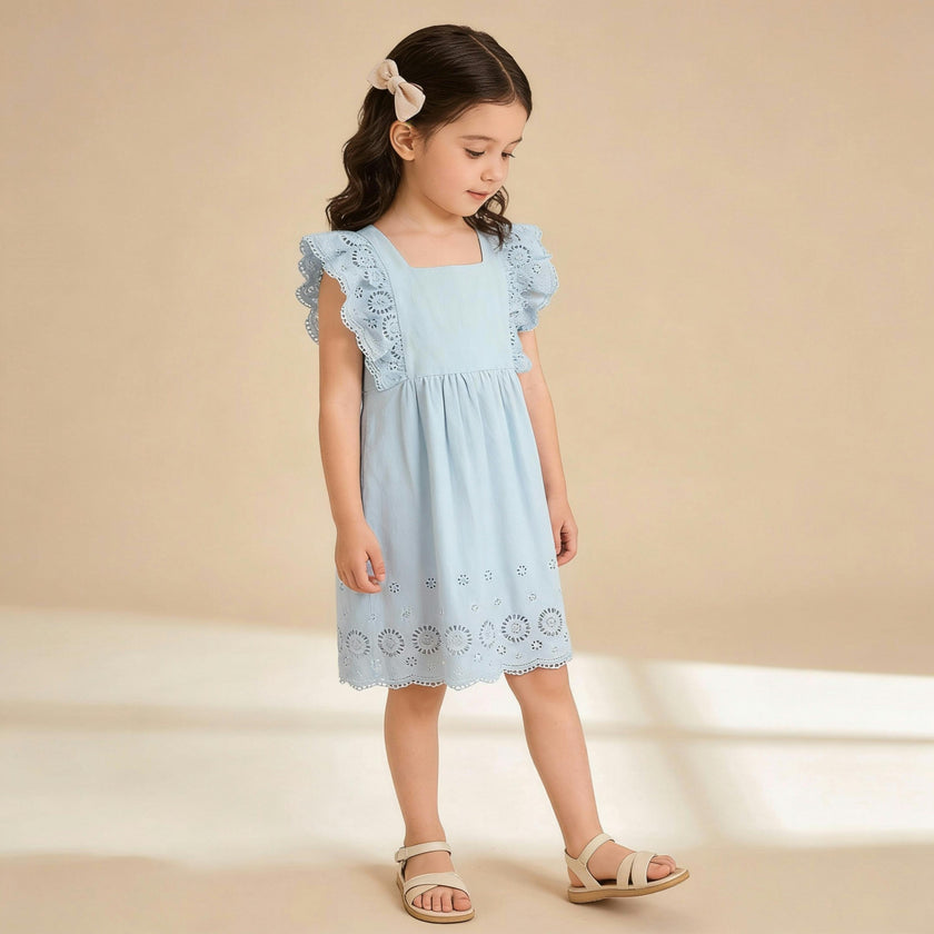 Makemake Organics Organic Eyelet Flutter Dress
