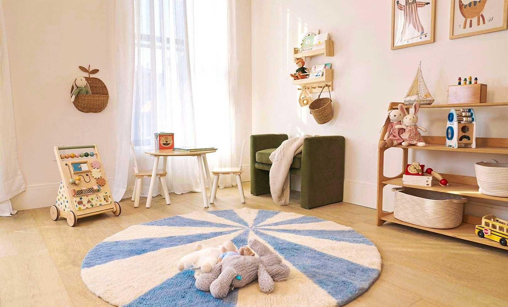 Beach Ball Washable Round Wool Rug