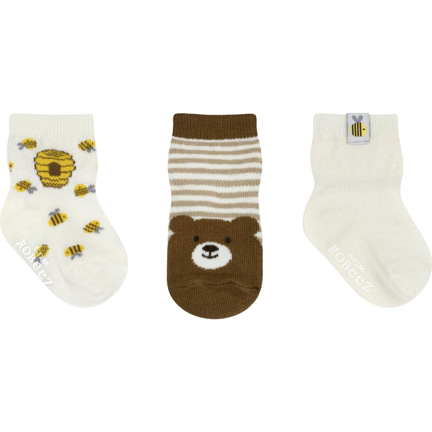 Oh Honey 3-Pack Baby Socks in Tan