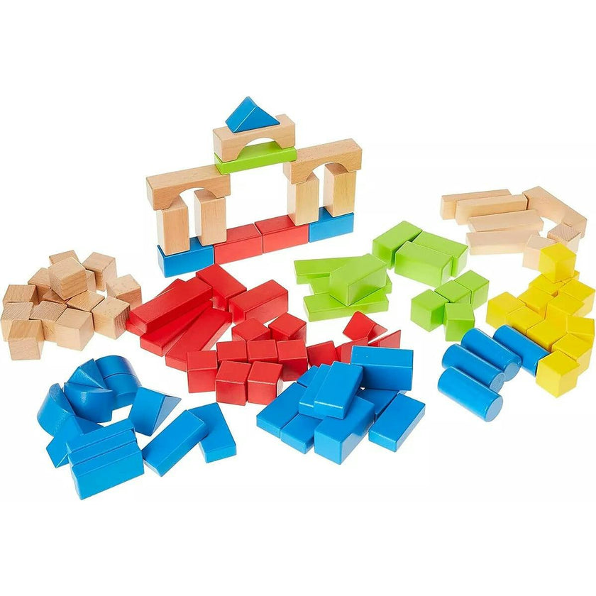 Hape: Build Up & Away Blocks - 100 pcs&nbsp;- Assorted Wooden Set
