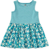 Print Mix Tank Skirted Dress, Orange