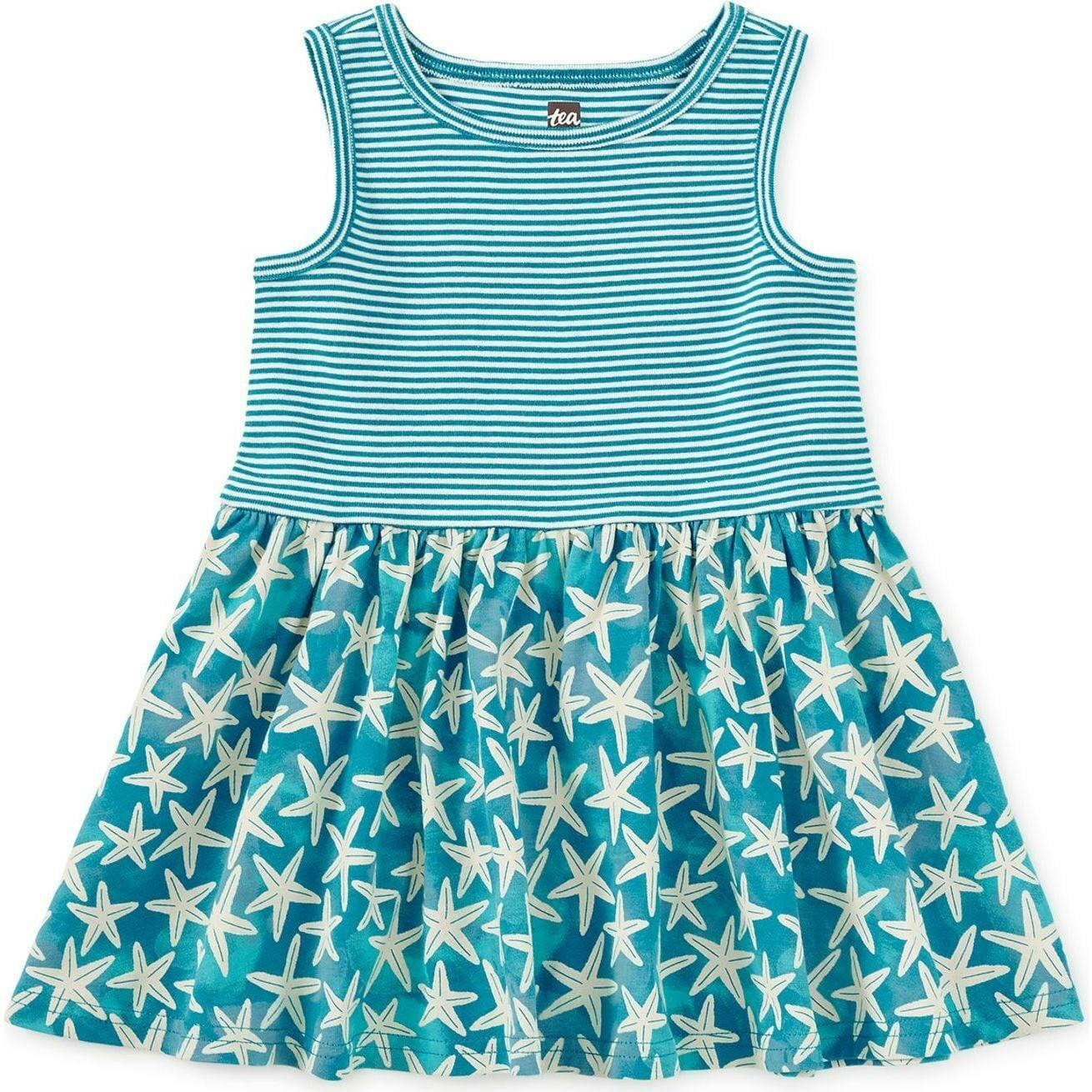 Print Mix Tank Skirted Dress, Orange