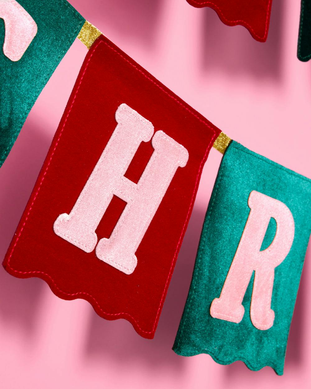 Merry Christmas Banner - velvet flag banner