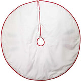 50-Inch Ivory, Green & Red Tree Embroidered Tree Skirt