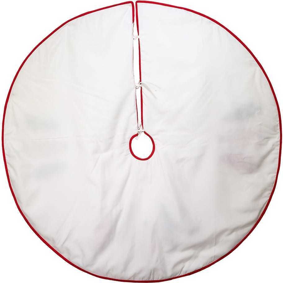 50-Inch Ivory, Green & Red Tree Embroidered Tree Skirt