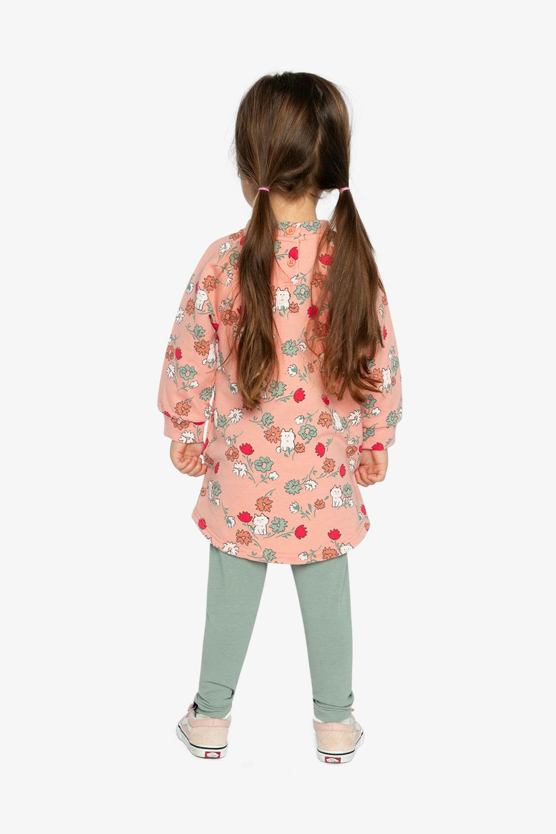 French Terry Dress Pink Cat Print