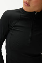 Julie Quarter Zip Top, Black