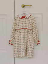 Red Grid Floral Selena Girl Dress