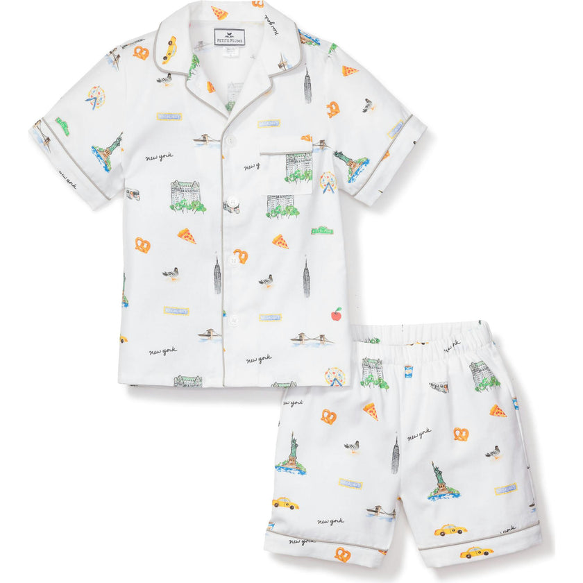 Kid's Twill Pajama Short Set in New York! New York!