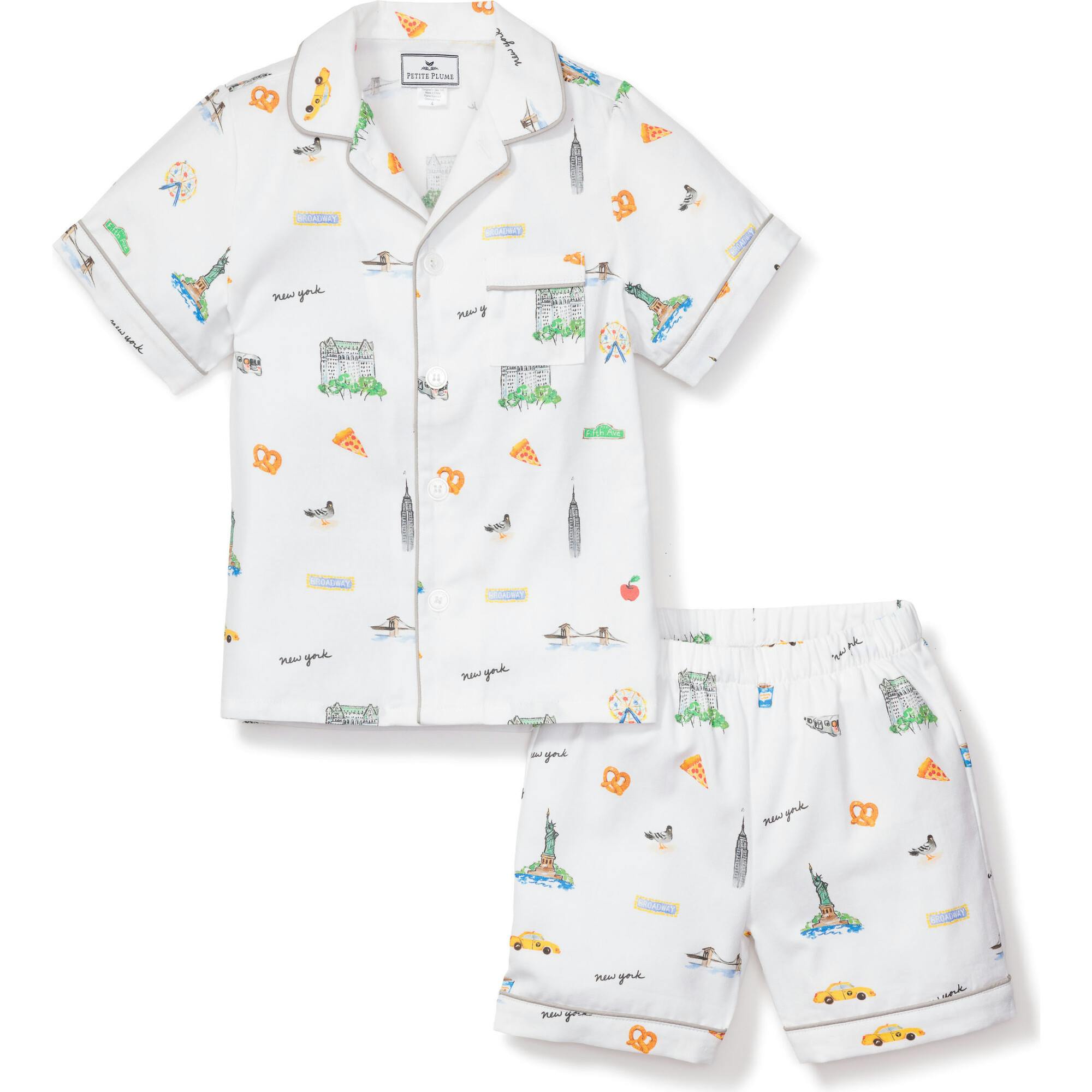 Kid's Twill Pajama Short Set in New York! New York!
