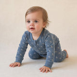 Organic 2-Way Zip Romper - Indigo Blossom