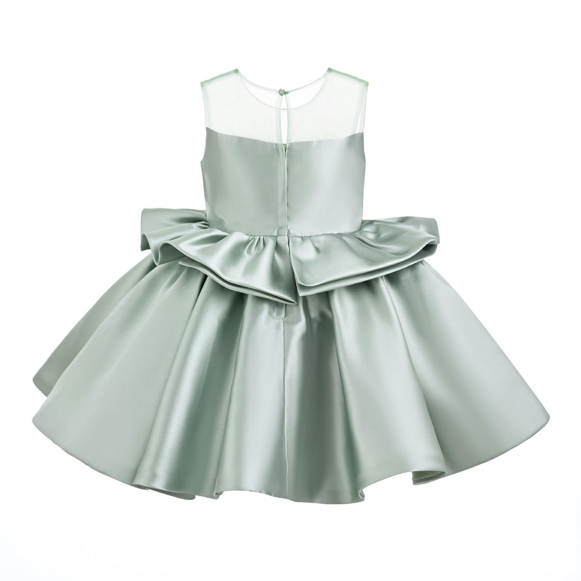 Green Oriana Peplum Sculpted Rose Dress