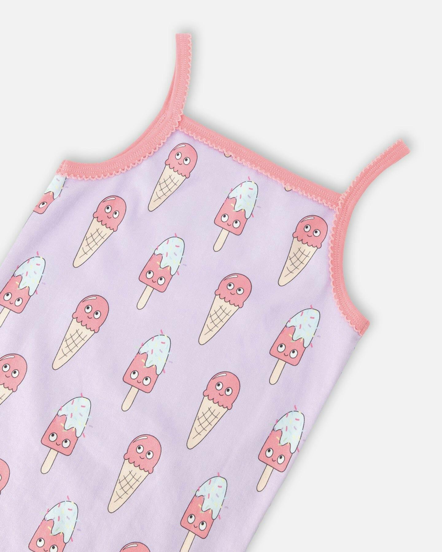 Organic Cotton Two-Piece Pyjama Set Lilac Printed Ice Creams