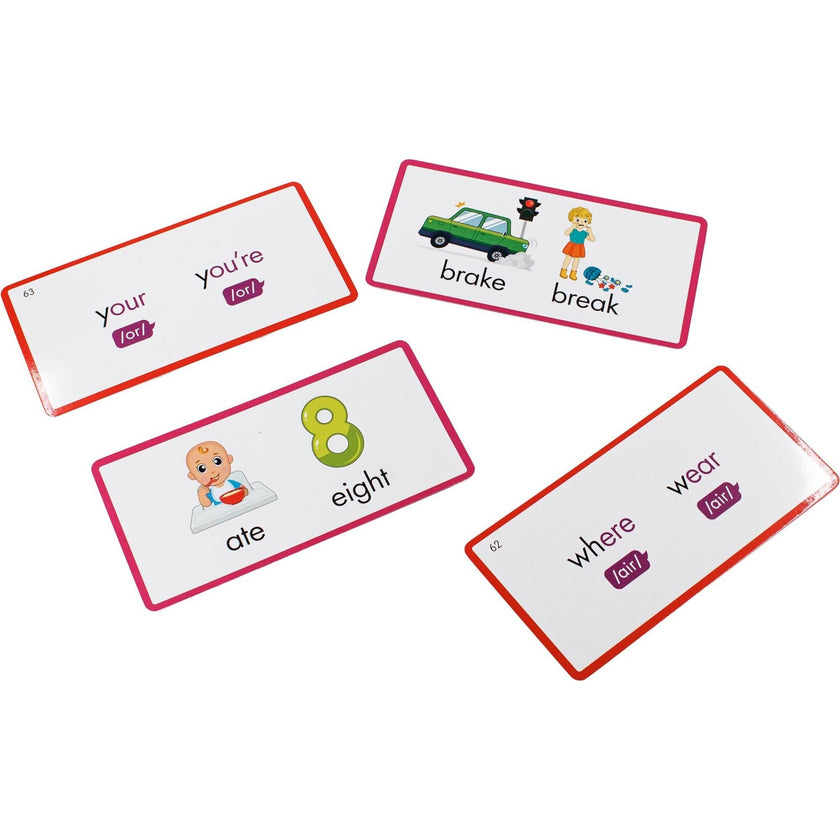 Rainbow Phonics - Homophones - 65 Word Cards