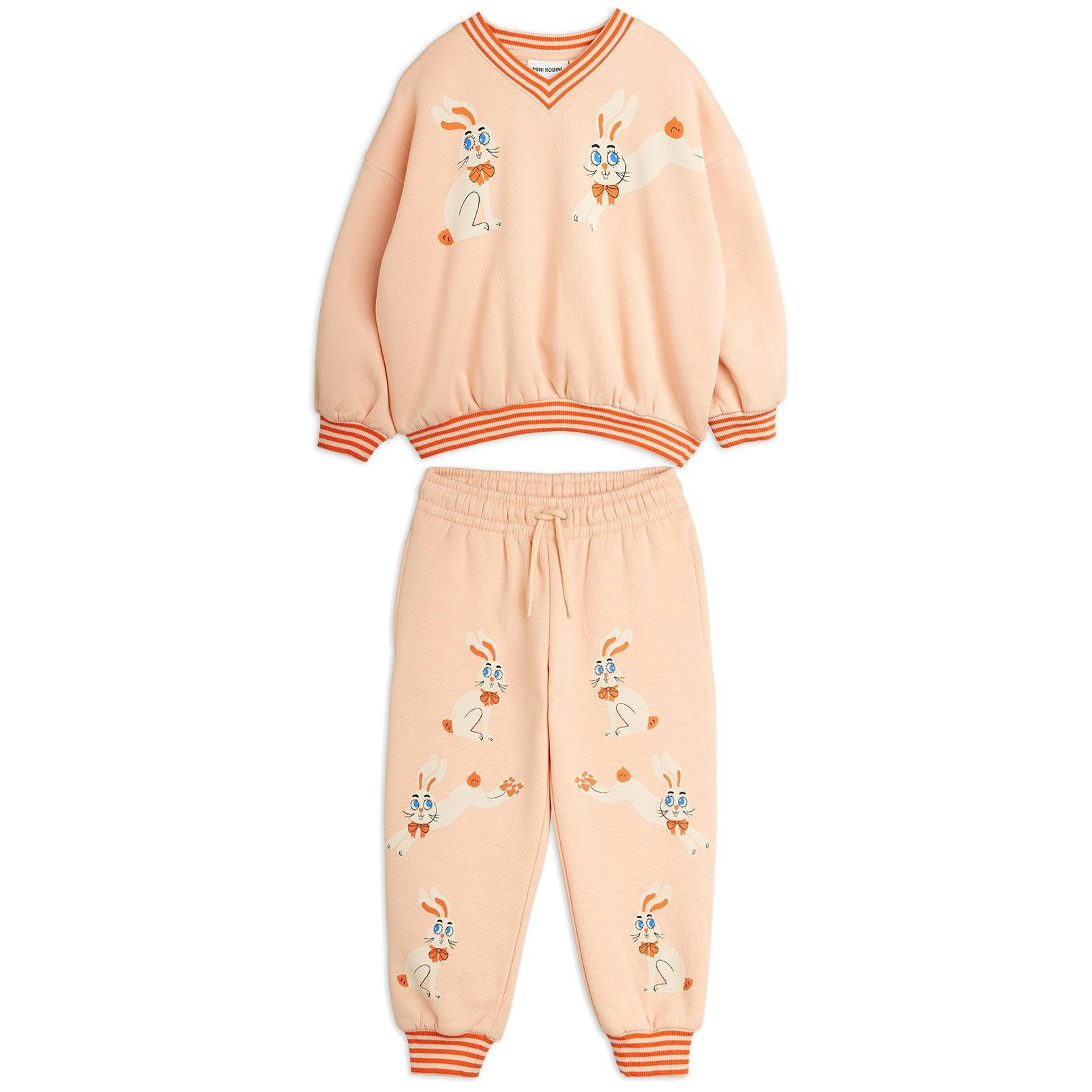 MINI RODINI Vintage Rabbits Sweat Set - Pink