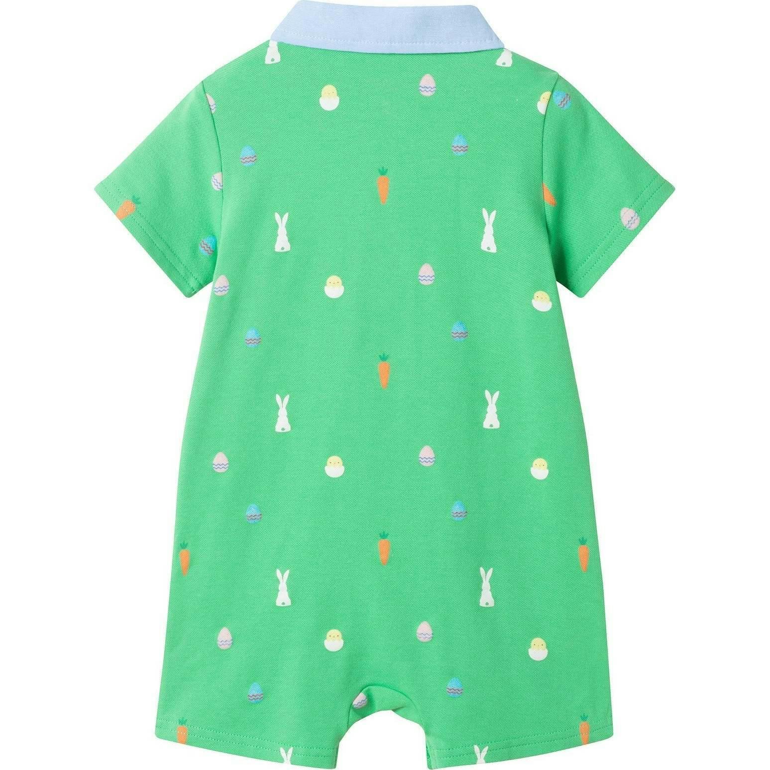 Infant Boys Printed Polo Romper | Bunny & Carrot