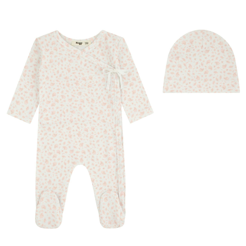 Floral Printed Wrap Footie And Beanie, Girls
