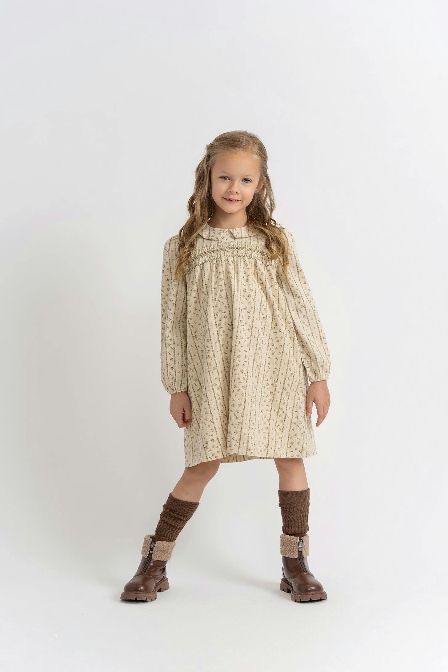 Corduroy Stripe Dress Cream