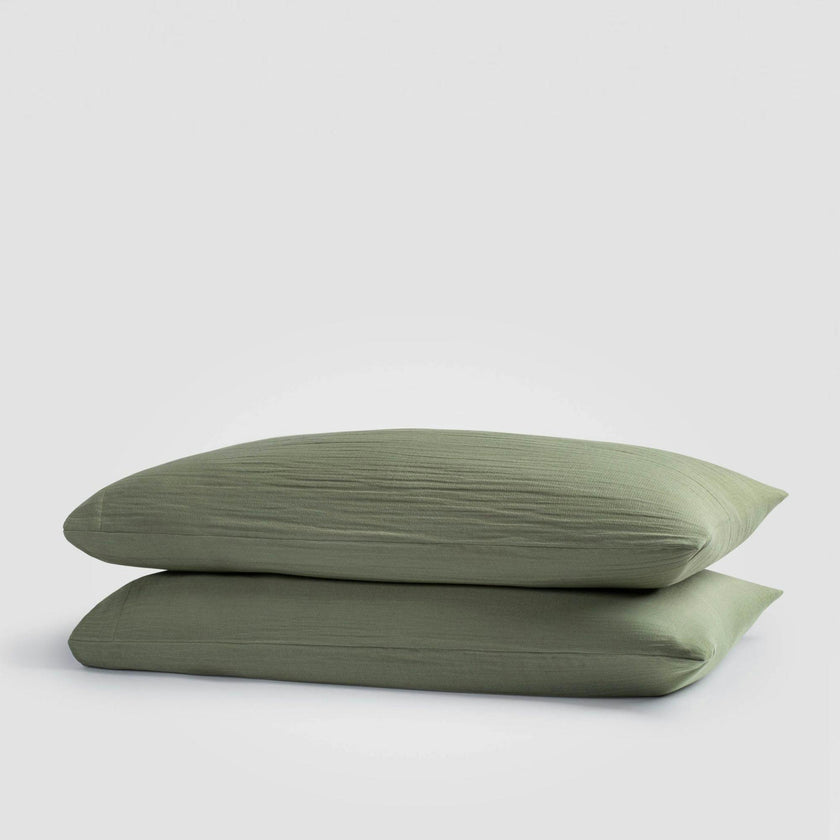 Zen Crinkled Comfort Pillowcase Set – Set of 2 (Matcha)
