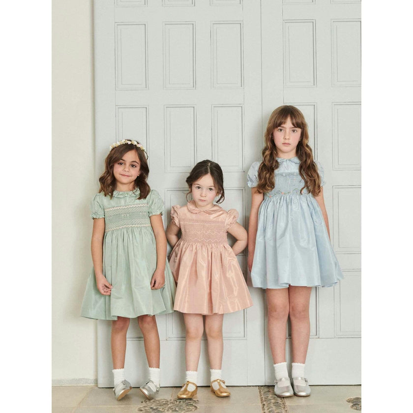 Blush Eleanor Silk Ceremony Girl Hand-Smocked Dress