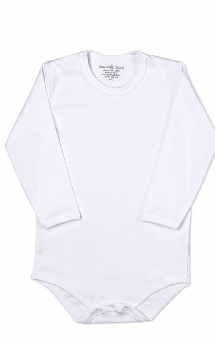 White - Long Sleeve Bodysuit 100% Pima Cotton