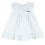 Girls' White Eyelet Ruffle Dress, White