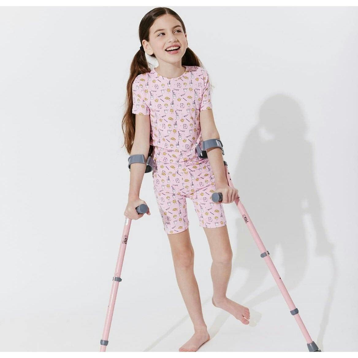 Milk & Cookies Pink Bamboo Kids Pajama Short Set