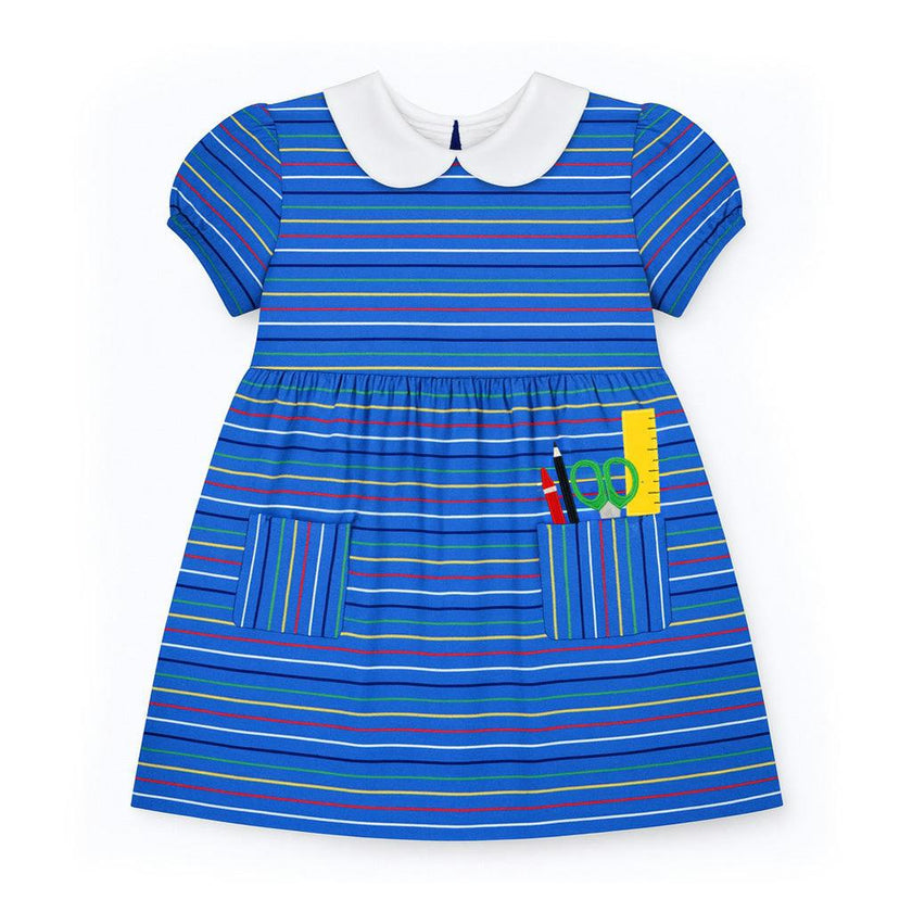 Stripe Knit Dress With School Supplies