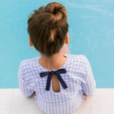 Girls Oasis Blue Gingham Rashguard One Piece