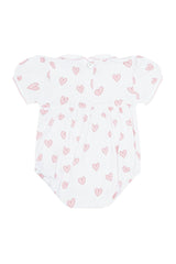 Pink Heart Print Smocked Bubble