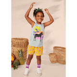 Paperbag Smocked High-Waist Mid-Thigh Shorts, Purple