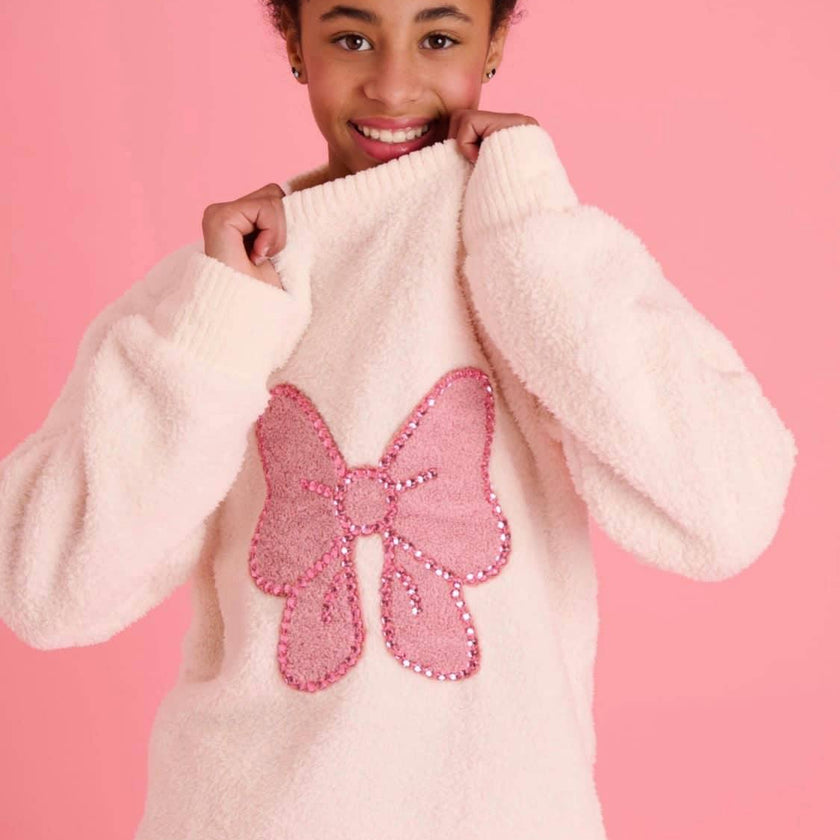 Women's Big Bow Crystal Fuzzy Set