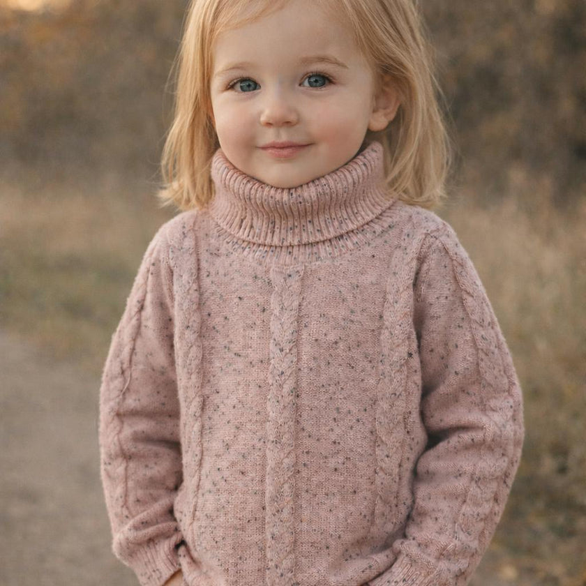 Cable Knit Ribbed Neck Sweater