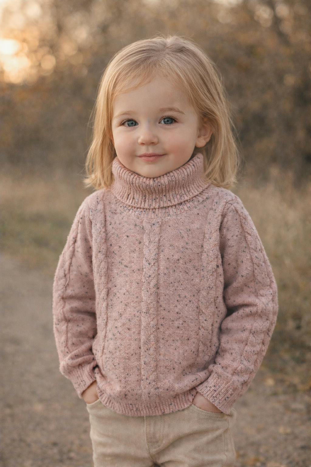 Cable Knit Ribbed Neck Sweater