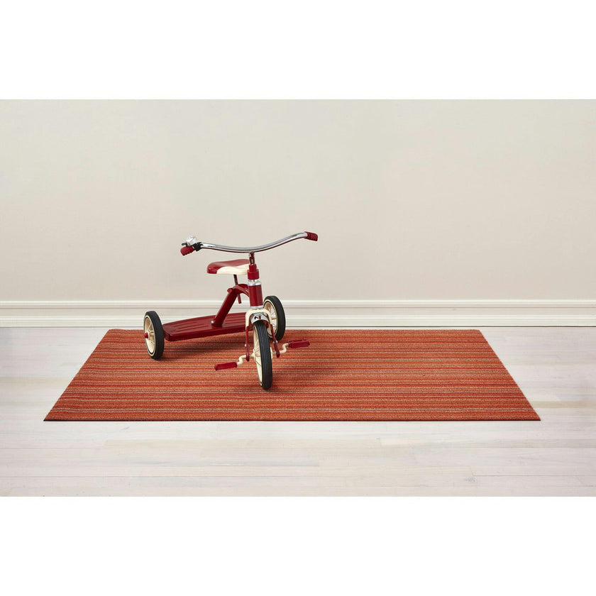 Skinny Stripe Shag Floor Mat, Orange