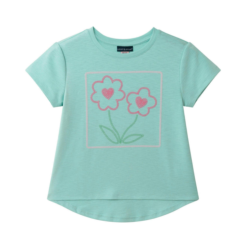 Tween Girls Emroidered Tee | Sparkle Bloom