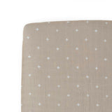 Cotton Muslin Crib Sheet - Taupe Cross